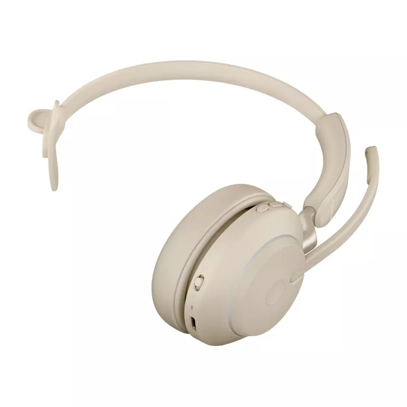 Jabra Evolve2 65 USB-C UC Chrg stand Mono - Smėlio spalvos, Belaidis, Biuro/Skambučių centro, 20 - 20000 Hz, 99.2 g, Ausinės, Smėlio