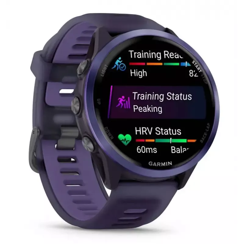 Išmanusis laikrodis GARMIN Forerunner 570 47 mm — AMOLED 1,4 colio 454×454, jutiklinis, Wi‑Fi, GPS, 8 GB, violetinis, 50 g