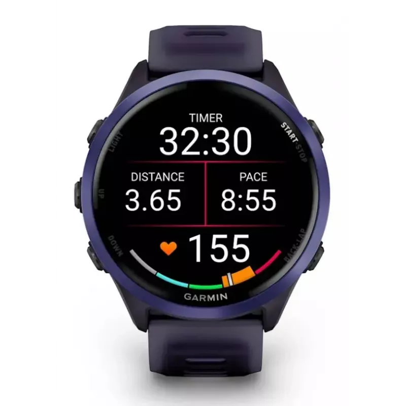 Išmanusis laikrodis GARMIN Forerunner 570 47 mm — AMOLED 1,4 colio 454×454, jutiklinis, Wi‑Fi, GPS, 8 GB, violetinis, 50 g