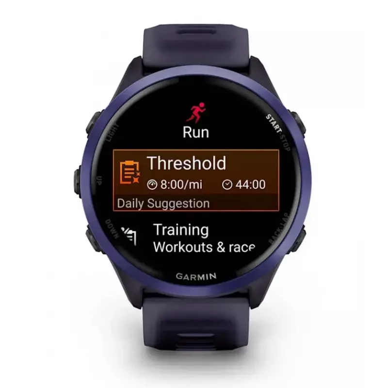 Išmanusis laikrodis GARMIN Forerunner 570 47 mm — AMOLED 1,4 colio 454×454, jutiklinis, Wi‑Fi, GPS, 8 GB, violetinis, 50 g