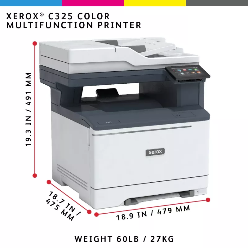 Xerox C325 A4 33ppm belaidis dvipusis kopijavimas/spausdinimas/skenavimas/faksas PS3 PCL5e/6 2 padėklai iš viso 251 lapas