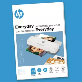 HP 9155 laminavimo maišeliai A5, 25 vnt., blizgūs, 80 mikronų