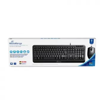 Laidinė klaviatūra su pele MediaRange MROS108, QWERTZ, 105 klavišai, USB, juoda