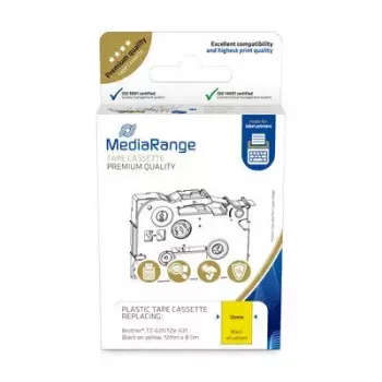 Plastikinė juostos kasetė MediaRange TZ-631 12mm juoda ant geltonos