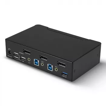 Lindy 2 prievadų DisplayPort 1.4, USB 3.0 ir garso KVM jungiklis