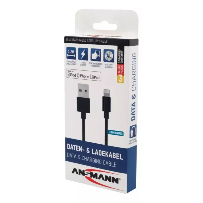 Lightning laidas Ansmann 1700-0078 1,2 m juodas
