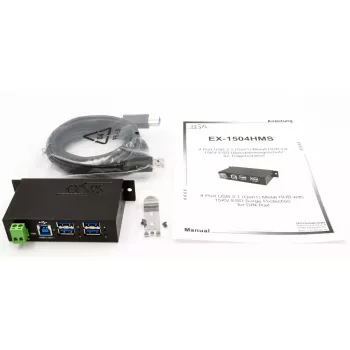 USB 3.2 Gen1 4 prievadų šakotuvas EXSYS EX-1504HMS, metalinis korpusas