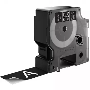 DYMO Authentic D1 Etiketės | 24 mm x 7 m ritė | Baltas šriftas ant juodo fono | Lipnios etiketės LabelManager spausdintuvams