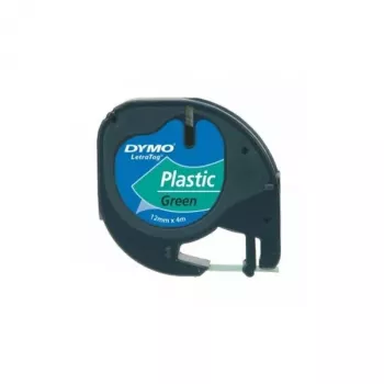 DYMO LetraTag lipnios etiketės, 12 mm x 4 m, juodas šriftas ant žalių etikečių