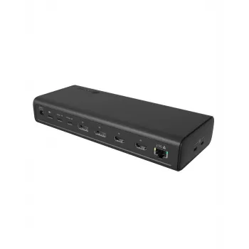 ICY BOX DockingStation 17-in-1, šešios vaizdo išvestys, laidinis, USB 3.2 Gen 2 (3.1 Gen 2) Type-C, 140 W, 3,5 mm, 10,100,1000,2500 Mbit/s, juoda