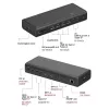 ICY BOX DockingStation 17-in-1, šešios vaizdo išvestys, laidinis, USB 3.2 Gen 2 (3.1 Gen 2) Type-C, 140 W, 3,5 mm, 10,100,1000,2500 Mbit/s, juoda