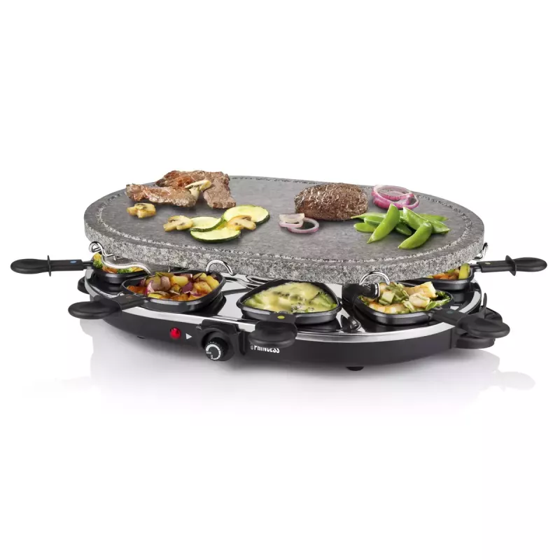 Princess 162720 Raclette 8 ovalinis akmeninis grilio stalas 1200 W 8 keptuvėlės