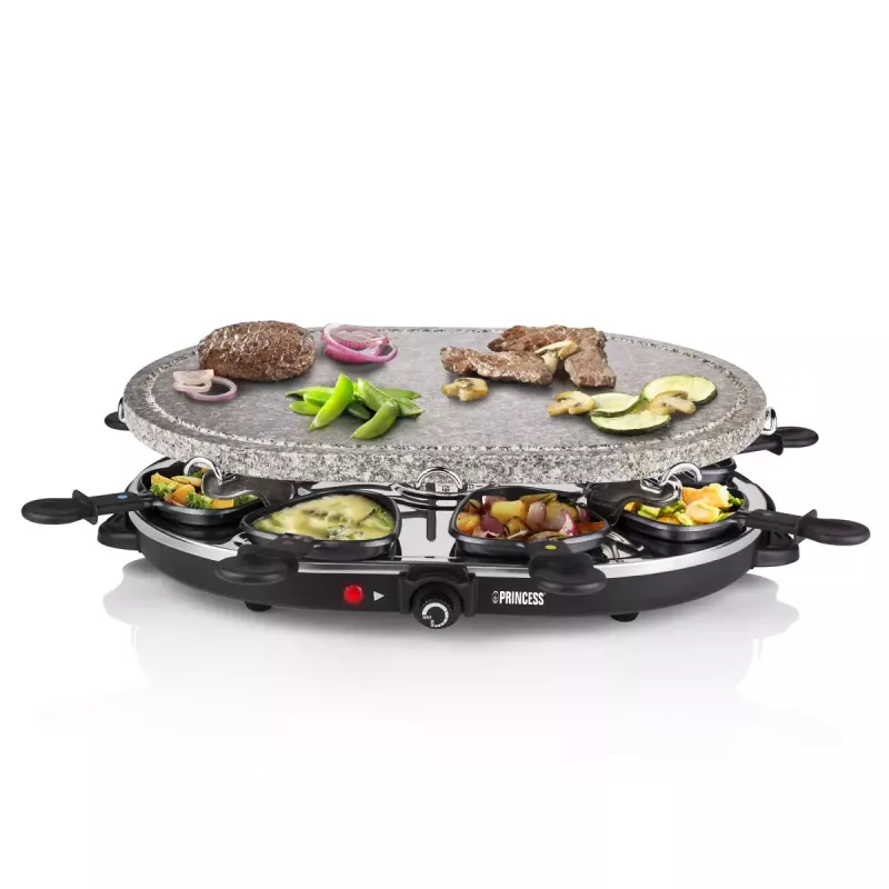 Princess 162720 Raclette 8 ovalinis akmeninis grilio stalas 1200 W 8 keptuvėlės
