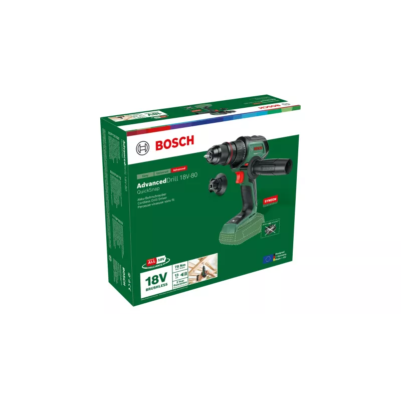 Bosch AdvancedDrill 18V-80 1950 RPM QuickSnap akumuliatorinis gręžtuvas 830 g juoda, žalia