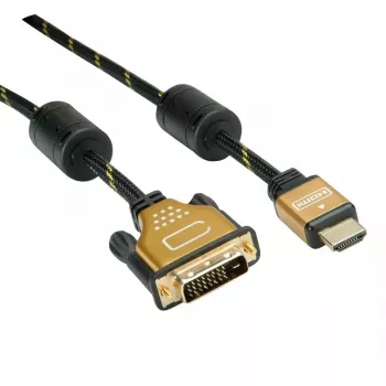Vaizdo kabelio adapteris ROLINE 11.04.5895 10 m HDMI DVI juodas auksuotas