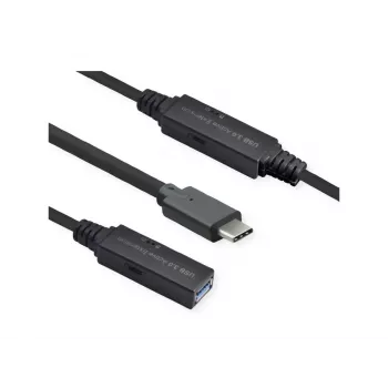 ROLINE USB 3.2 Gen 1 aktyvus ilginimo kabelis 10 m USB-C (vyriškas) į USB-A (moteriškas) juodas 12.04.1066