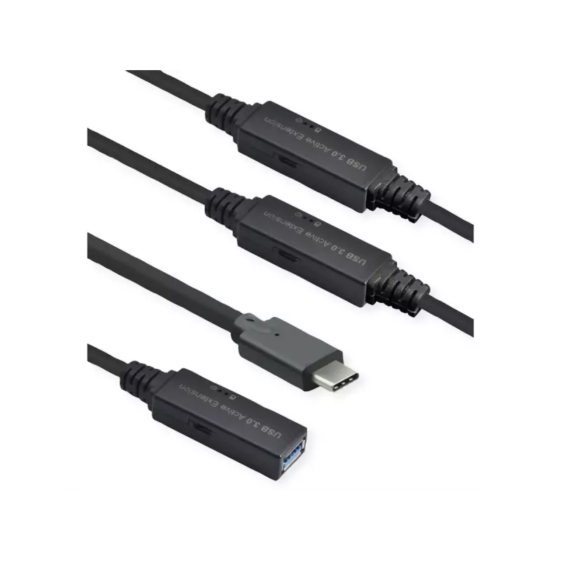 ROLINE USB aktyvus ilginimo laidas 12.04.1068 USB 3.2 Gen 1 20 m USB C USB A juodas