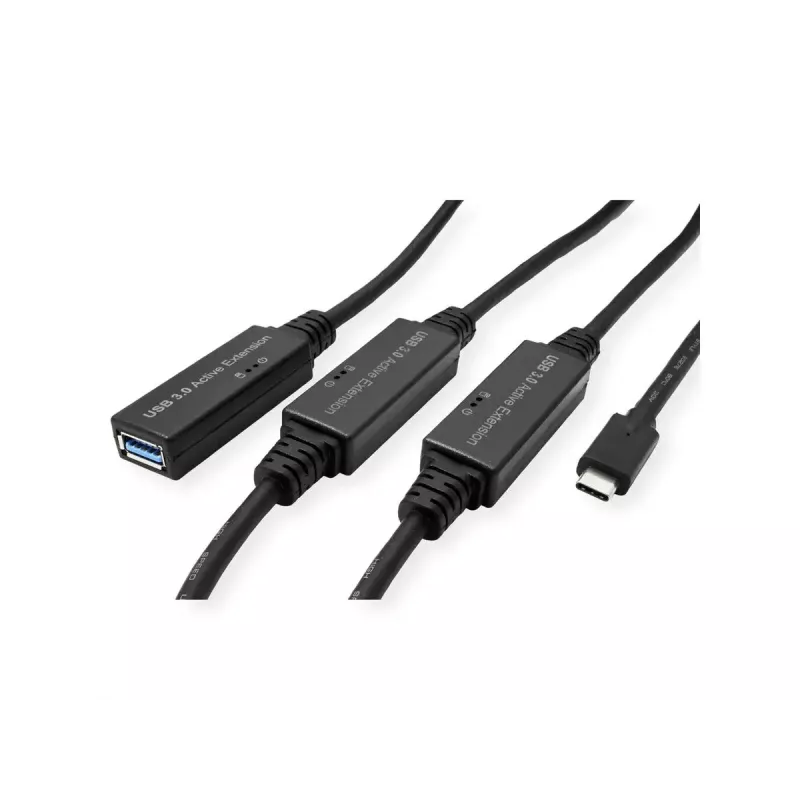 ROLINE USB aktyvus ilginimo laidas 12.04.1068 USB 3.2 Gen 1 20 m USB C USB A juodas