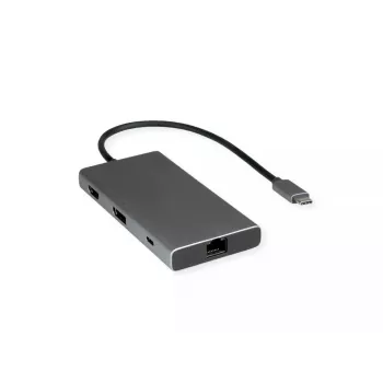 VALUE 12.99.1139 USB 3.2 Gen 1 Type-C laidinis dokas nešiojamam kompiuteriui, juodai pilkas