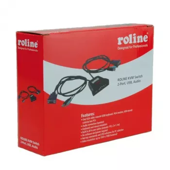 KVM jungiklis ROLINE Star 1 naudotojas 2 kompiuteriai Audio USB