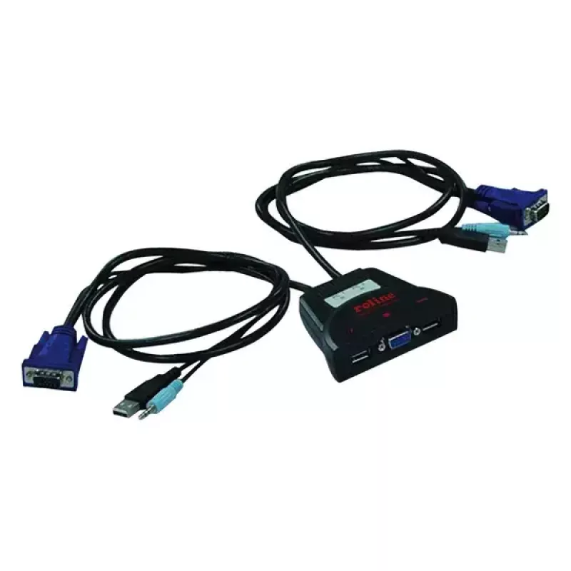 KVM jungiklis ROLINE Star 1 naudotojas 2 kompiuteriai Audio USB