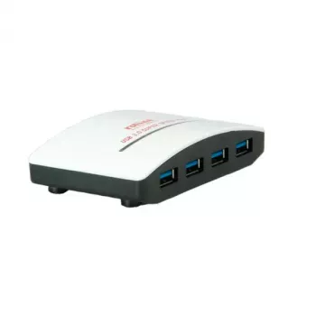 USB šakotuvas ROLINE juodas/baltas 4 prievadai su maitinimo adapteriu