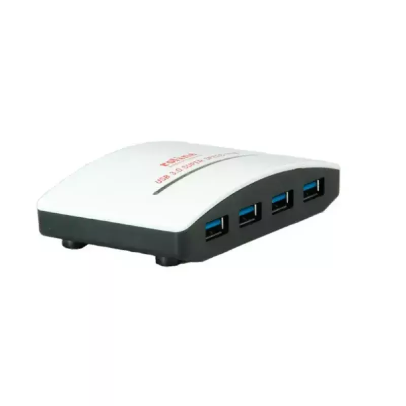USB šakotuvas ROLINE juodas/baltas 4 prievadai su maitinimo adapteriu