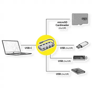 ROLINE 14.02.5059 USB 3.2 Gen 1 Type-C juodas nešiojamojo kompiuterio dokas