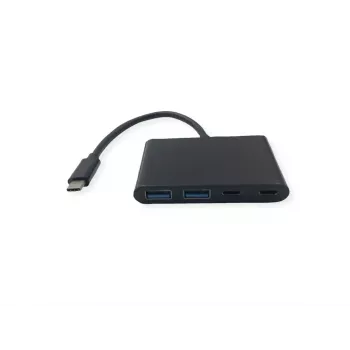 USB-C sąsajos centras VALUE 14.99.5041 — USB 3.2 Gen 1 Type-C/Type-A, 1000 Mbit/s, aliuminis, juodas, 76×46×12.2 mm