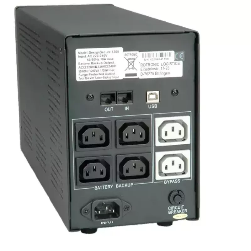 UPS ROLINE DesignSecure 1200 1,2 kVA / 720 W, linijinis-interaktyvus, 6x C13, AVR, USB