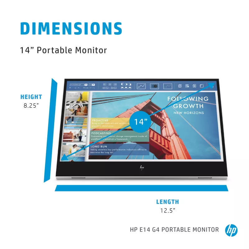 Nešiojamas monitorius HP E-Series E14 G4 14 colių Full HD IPS 1920x1080