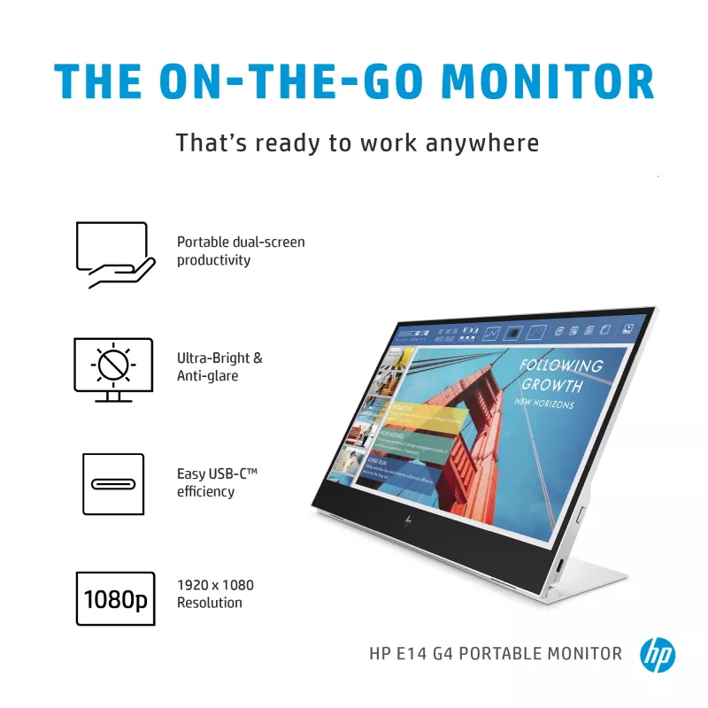 Nešiojamas monitorius HP E-Series E14 G4 14 colių Full HD IPS 1920x1080