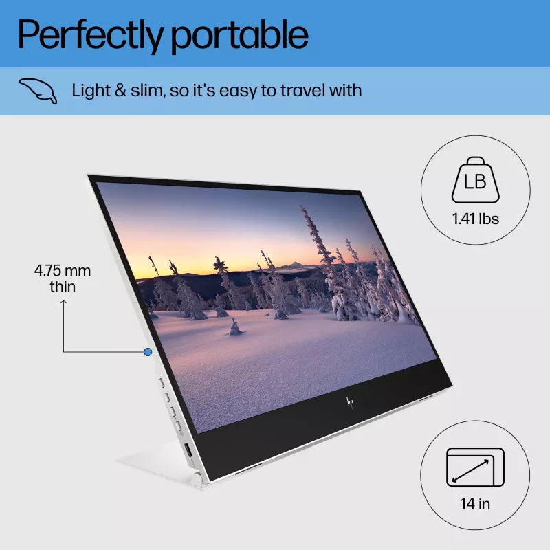 HP E-Series E14 G4 nešiojamas monitorius 35,6 cm (14 colių) 1920 x 1080 pikselių Full HD LED baltas