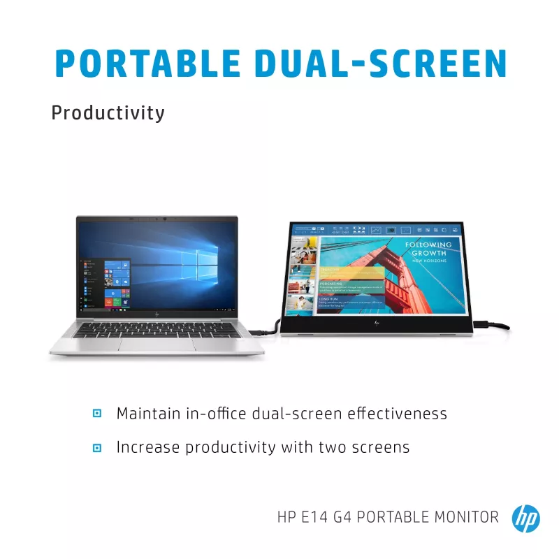 HP E-Series E14 G4 nešiojamas monitorius 35,6 cm (14 colių) 1920 x 1080 pikselių Full HD LED baltas