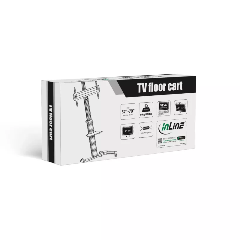 InLine 23170A Reguliuojamo aukščio mobilus televizoriaus stovas LED TV 37 inch-70 inch (94-178 cm), max. 50 kg