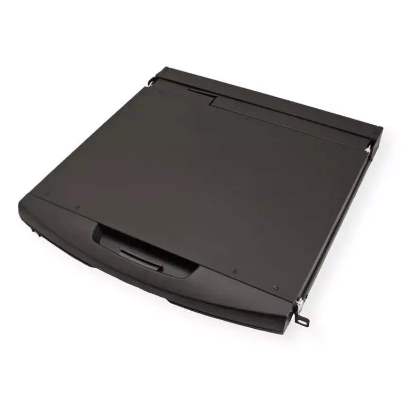 Rack konsolė VALUE 26.99.0132 — 19 colių (48,3 cm) 1366×768 LCD, 1U, Šveicariška klaviatūra, juoda
