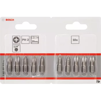 Antgalis atsuktuvui Bosch 2607001512 ekstra kietas 10 vnt PH2 25 mm