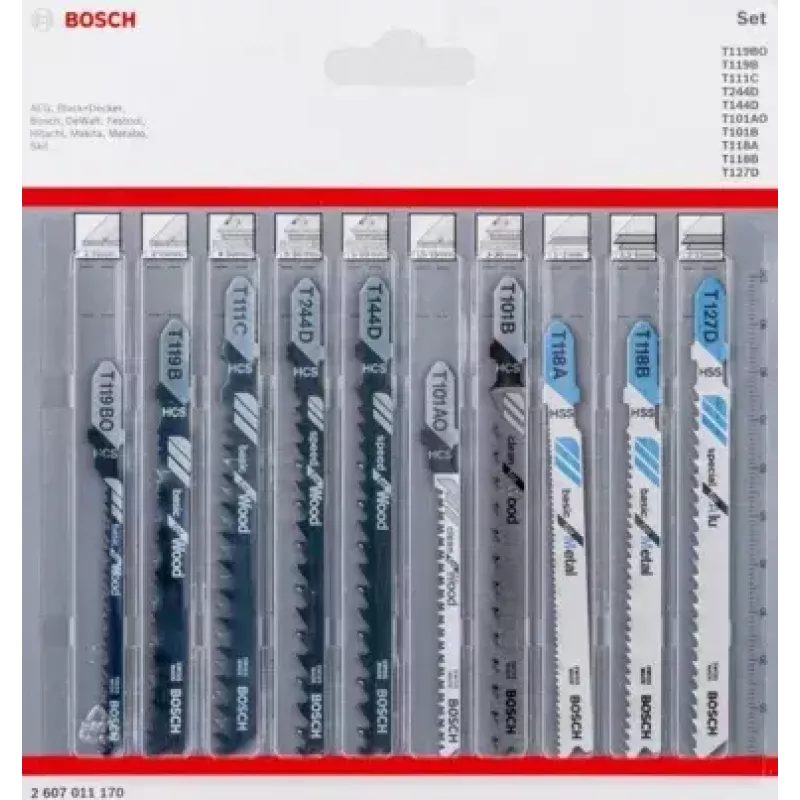 Bosch 2 607 011 170 pjūklo geležtės rinkinys 10 vnt., medžiui ir metalui