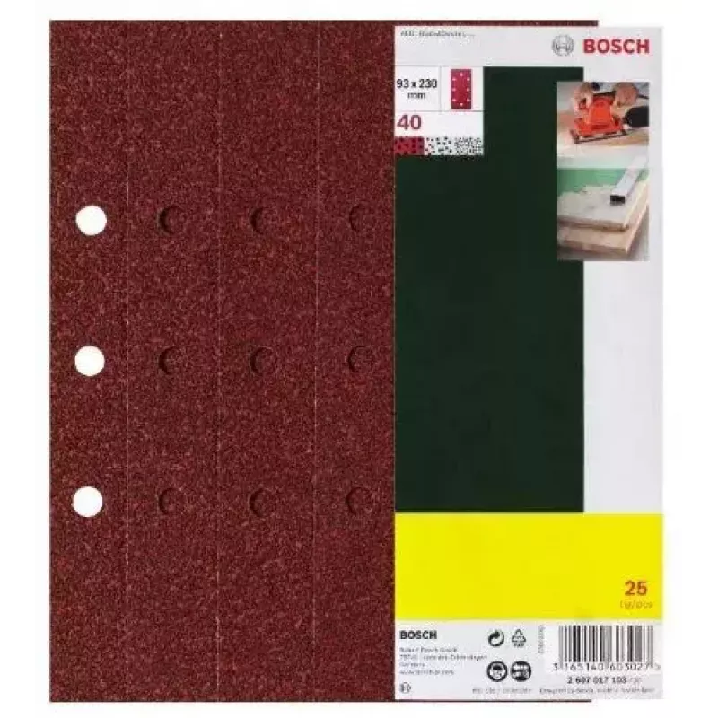 Bosch 2 607 017 097 šlifavimo lakštų rinkinys 25 vnt.