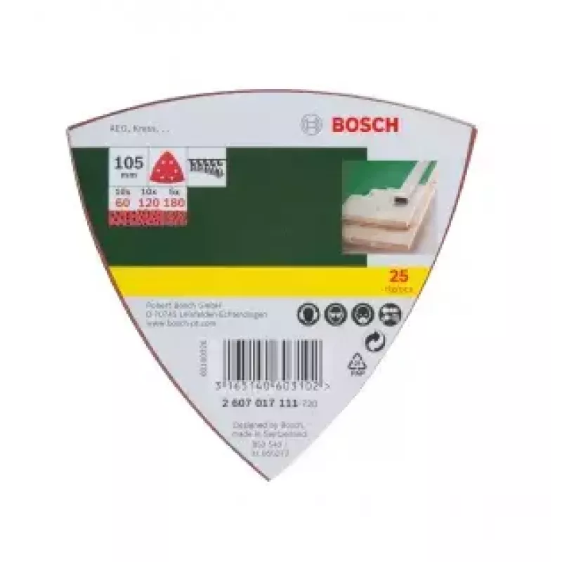 Bosch 2607017111 25 vnt. Šlifavimo lakštai trikampiam šlifuokliui