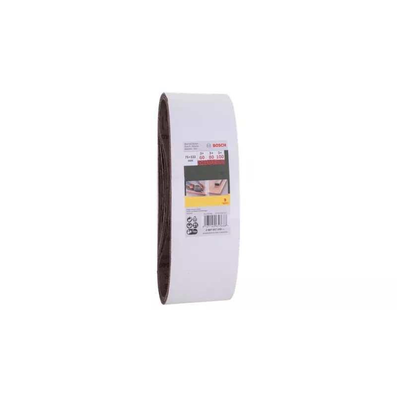 Šlifavimo juostų rinkinys Bosch 2607017155 (9 vnt., 75x80x230 mm)