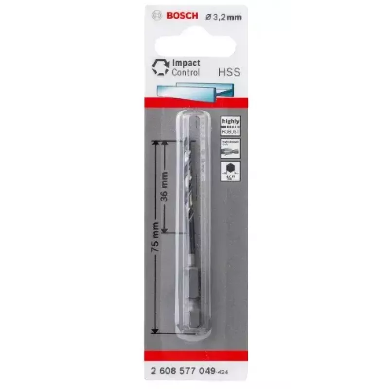 Gręžtuvas Bosch HSS su šešiabriaune mova 3,2 mm