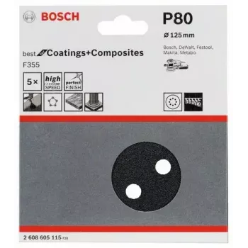 Šlifavimo lapas Bosch F355 5 vnt 2608605115