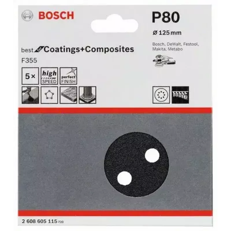 Šlifavimo lapas Bosch F355 5 vnt 2608605115
