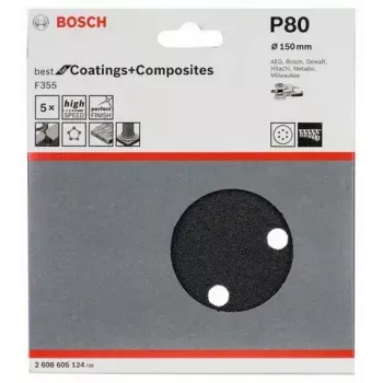Šlifavimo lakštai Bosch F355 5 vnt.