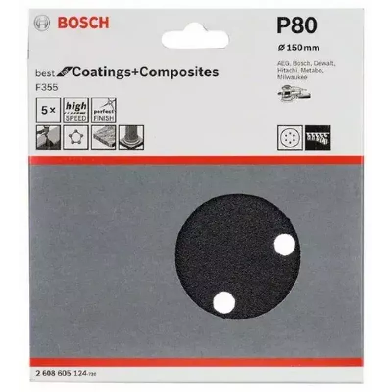 Šlifavimo lakštai Bosch F355 5 vnt.