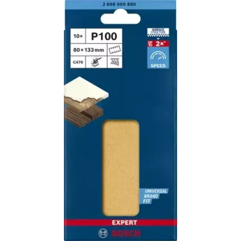 Bosch 2 608 900 880 šlifavimo lakštai medienai, 80×133 mm, 10 vnt.