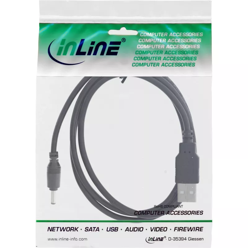 InLine USB DC maitinimo adapterio laidas, USB A kištukas į DC 3,5x1,35 mm, 1 m