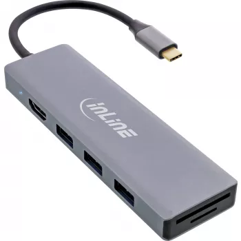 InLine USB 3.2 USB-C Multi Hub (3x USB-A + USB-C) - kortelių skaitytuvas - HDMI - OTG