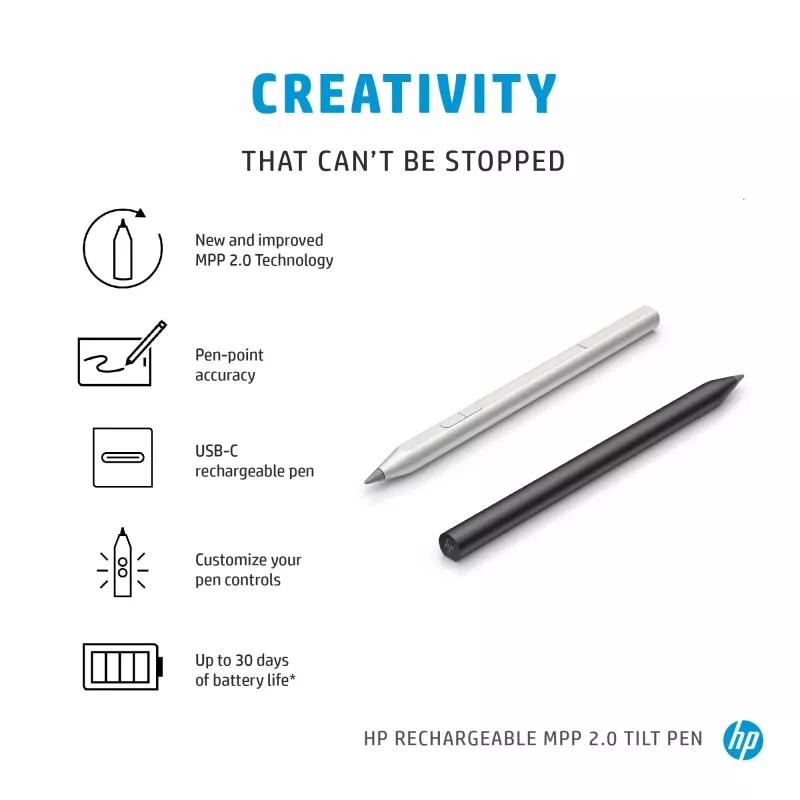 HP Rechargeable MPP 2.0 Tilt Pieštukas (Juodas)